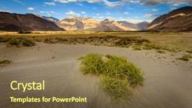  Presentation with ladakh - PPT theme consisting of green blue footprint - sand dunes in nubra valley background and a  colored foreground