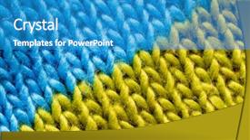  Presentation with textile wool - Audience pleasing presentation theme consisting of green blue line - wool textile textured background backdrop and a teal colored foreground