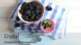  Presentation with acai berry smoothie bowl - Amazing presentation design having green blue purple berries - delicious berry smoothie with blackberries backdrop and a light blue colored foreground