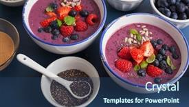  Presentation with smoothie - PPT theme having green blue purple berries - healthy berry smoothie bowl background and a  colored foreground