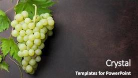  Presentation with grape vine black grapes - Beautiful theme featuring green blue purple berries - white grapes on stone table backdrop and a dark gray colored foreground
