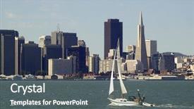  Presentation with green blue waves - Colorful slides enhanced with green blue waves - city of san francisco backdrop and a  colored foreground