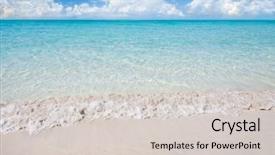  Presentation with tropical - Presentation design featuring green blue waves - tropical sandy beach at summer background and a  colored foreground