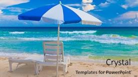  Presentation with cuban - Theme enhanced with green blue white - chair and umbrella background and a  colored foreground