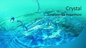  Presentation with water splash - Amazing theme having green blue white - water splash close-up backdrop and a  colored foreground