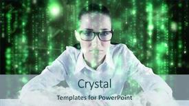  Presentation with green lines - Presentation theme with green blurred letters falling background and a sky blue colored foreground