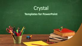  Presentation with school board - Colorful presentation design enhanced with green board - back to school concepty backdrop and a tawny brown colored foreground