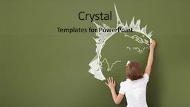  Presentation with chalk board - PPT theme enhanced with green board - cute girl of school age background and a violet colored foreground