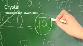  Presentation with teacher - Amazing PPT layouts having green board - teacher hand writing formulas backdrop and a ocean colored foreground