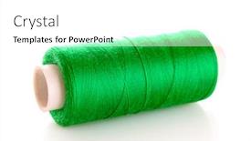  Presentation with thread - Colorful PPT theme enhanced with green bobbin thread isolated on white backdrop and a white colored foreground