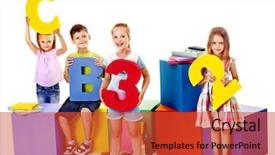  Presentation with anxiety in children - Presentation theme having green book alphabets - children sitting at cube hand background and a red colored foreground