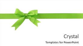  Presentation with green and white - Theme with green bow isolated on white background and a white colored foreground