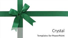  Presentation with ribbon green - Cool new presentation theme with green bow isolated on white backdrop and a white colored foreground