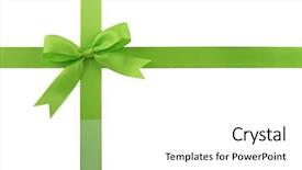  Presentation with white and green generic - Presentation theme enhanced with green bow isolated on white background and a white colored foreground