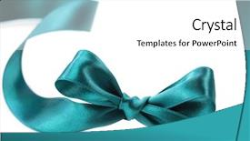  Presentation with white green - PPT theme enhanced with green bow isolated on white background and a white colored foreground