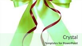  Presentation with ribbon green - Beautiful slide set featuring green bow with red ribbon made from silk isolated backdrop and a soft green colored foreground