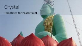  Presentation with buddha - Slide set enhanced with green-buddha-sculpture background and a light blue colored foreground