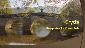  Presentation with bridge - Cool new slides with green building - old bridge on the river backdrop and a tawny brown colored foreground