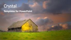  Presentation with barn - Beautiful presentation theme featuring green building structures - old rustic barn backdrop and a gray colored foreground