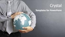  Presentation with green earth - Colorful PPT theme enhanced with green business - holding a glowing earth globe backdrop and a gray colored foreground