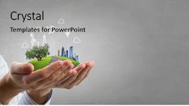  Presentation with green real estate - Colorful theme enhanced with green business - real estate concept backdrop and a light gray colored foreground