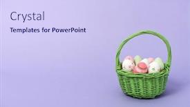  Presentation with easter - Presentation design having green-busket-with-easter-eggs background and a sky blue colored foreground