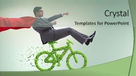  Presentation with environmentally friendly - Slide deck with green bycycle in environmentally friendly background and a light gray colored foreground