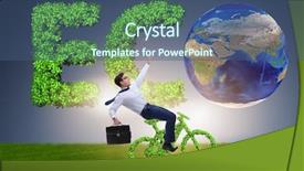  Presentation with environmentally friendly - Beautiful slides featuring green bycycle in environmentally friendly backdrop and a  colored foreground