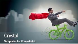  Presentation with environmentally friendly - Beautiful theme featuring green bycycle in environmentally friendly backdrop and a gray colored foreground