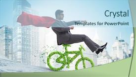  Presentation with environmentally friendly - Audience pleasing PPT layouts consisting of green bycycle in environmentally friendly backdrop and a sky blue colored foreground