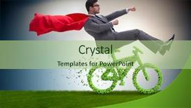  Presentation with environmentally friendly - Cool new theme with green bycycle in environmentally friendly backdrop and a mint green colored foreground