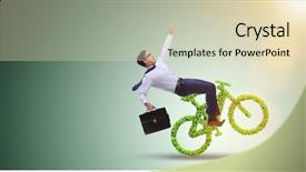  Presentation with environmentally friendly - Beautiful PPT theme featuring green bycycle in environmentally friendly backdrop and a soft green colored foreground