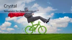  Presentation with environmentally friendly - Slide deck consisting of green bycycle in environmentally friendly background and a light blue colored foreground