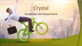  Presentation with environmentally friendly - Theme consisting of green bycycle in environmentally friendly background and a cream colored foreground