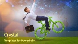  Presentation with environmentally friendly - Audience pleasing theme consisting of green bycycle in environmentally friendly backdrop and a tawny brown colored foreground