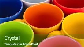  Presentation with music colorful for kids - PPT layouts enhanced with green cafe - set of colorful cups closeup background and a forest green colored foreground