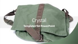  Presentation with canvas - Slide deck featuring green canvas purse isolated on a white background background and a gray colored foreground