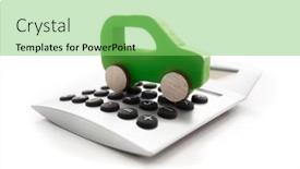  Presentation with electric car - Presentation theme having green-car-and-calculator-concept background and a seafoam green colored foreground
