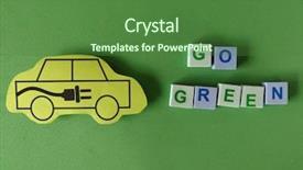  Presentation with eco green car - Slides consisting of green car concept background and a forest green colored foreground