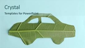  Presentation with eco friendly car concept - Presentation theme with green car concept background and a sky blue colored foreground