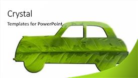  Presentation with eco green car - PPT theme enhanced with green car cut from leaf background and a white colored foreground