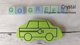  Presentation with eco green car - Colorful PPT layouts enhanced with green car cut out go backdrop and a light gray colored foreground