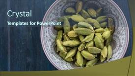  Presentation with cardamom - Beautiful theme featuring green-cardamom-whole-seeds backdrop and a ocean colored foreground
