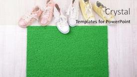  Presentation with carpet - Cool new presentation design with green-carpet-on-floor backdrop and a lemonade colored foreground