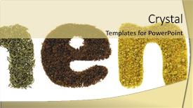  Presentation with herbs and spices - Audience pleasing PPT theme consisting of green catalogue - menu word made of herbs backdrop and a yellow colored foreground