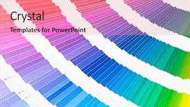  Presentation with sample - Presentation theme featuring green catalogue - open pantone color guide sample background and a coral colored foreground