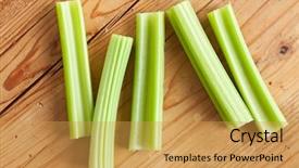 Presentation with celery - Colorful PPT theme enhanced with green celery sticks on kitchen backdrop and a yellow colored foreground
