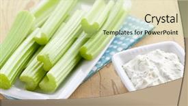  Presentation with dip - PPT theme having green celery sticks with tasty background and a soft green colored foreground