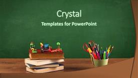  Presentation with green chalkboard - Theme having green chalkboard - back to school concepty background and a tawny brown colored foreground