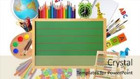  Presentation with green chalkboard - Beautiful slides featuring green chalkboard with school supplies backdrop and a lemonade colored foreground